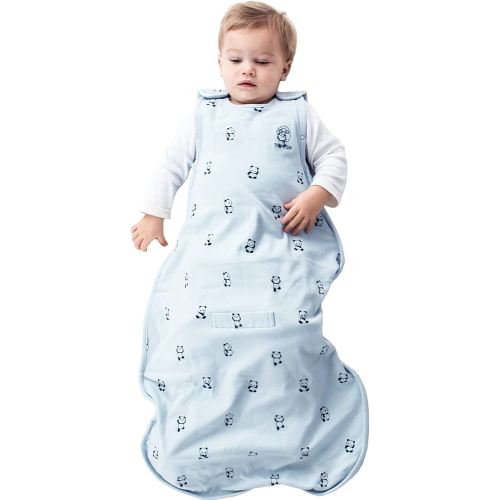 Woolino 4 Season Ultimate Baby Sleeping Bag - Merino Wool and Organic Cotton - Universal Size Adjustable Sleep Sack for Baby - Two-Way Zipper Infant Sleeping Bag (2-24 Months) - Panda