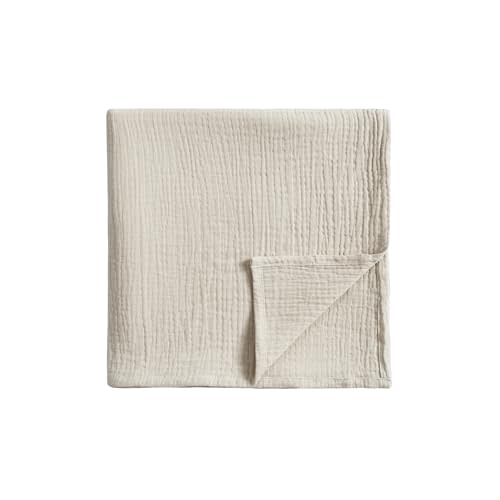 Meracorallo Muslin Swaddle Blanket, 100% Organic Cotton Receiving Blanket Soft and Breathable Swaddle Wrap for Baby Boys and Girls, Beige