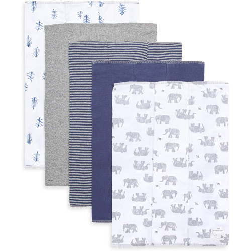Set of 5 Wandering Elephants Burp Cloths