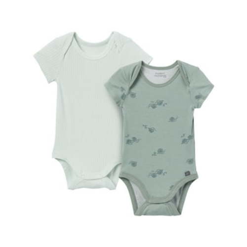 Modern Moments by Gerber Baby Neutral Super Soft 2-Pack Short Sleeve Bodysuits, Sizes Newborn - 12 Months