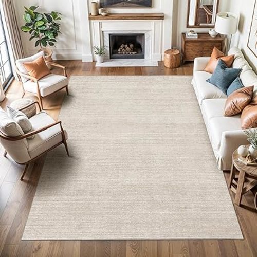 Valenrug Washable Rugs 4x6 - Stain Resistant 4x6 Area Rugs for Living Room, Non Slip Backing Printed Rugs for Bedroom, Folable Machine Washable Area Rug(4'x6', Beige)