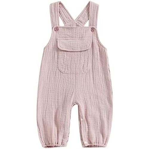 Sasaerucure Infant Baby Girl Boy Romper Pants Linen Sleeveless Jumpsuit Bib Overalls One Piece Outfit Clothes