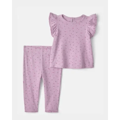 Baby Girl 2-Piece Cherry Short-Sleeve Top & Pant Set - Purple | Carter's