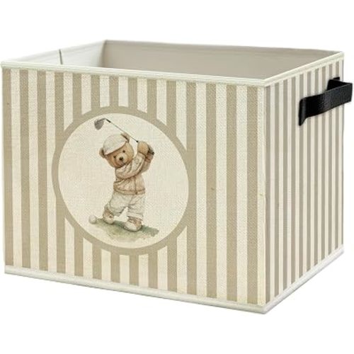 Bear Golf Sports Nursery Storage Bin Basket with Handles