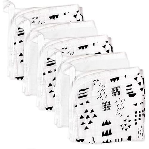 HonestBaby unisex baby Organic Cotton Washcloth Multi-Pack Winter Accessory Set, 5-Pack Pattern Play, One Size US