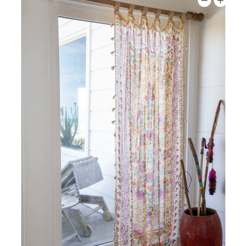 Printed Curtain Panel - Coral Jade Motif