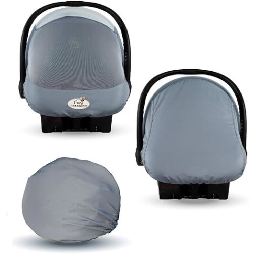 Summer Cozy Cover Sun & Bug Cover (Glacier Gray) - The Industry Leading Infant Carrier Cover Trusted by Over 2 Million Moms Worldwide for Protecting Your Baby from Mosquitos, Insects & The Sun
