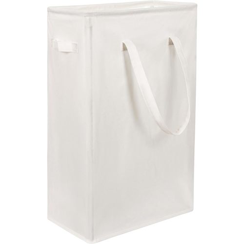 Chrislley 25-Inches Slim Laundry Hamper 60L Narrow Laundry Basket with Handle Foldable Dirty Clothes Portable Skinny Hamper Organizer Storage Bins (Beige)