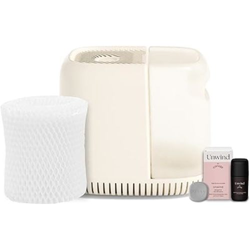 Bedside Humidifier, Cream Humidifier, 36 HR Run Time, 2.5L Capacity - Humidifier, Filter, Power Cord & Adapter