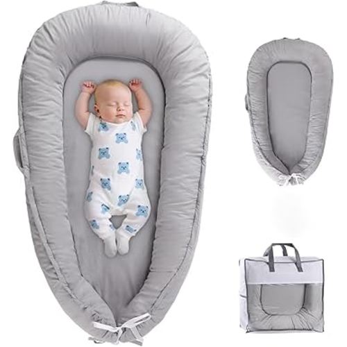 Baby Lounger Cover for Newborn 0-24 Months, Baby Nest Snuggle Me Lounger Cover Soft Breathable Cotton, Newborn Essentials for Baby Boys & Girls Gift, Portable Infant Lounger for Home and Travel