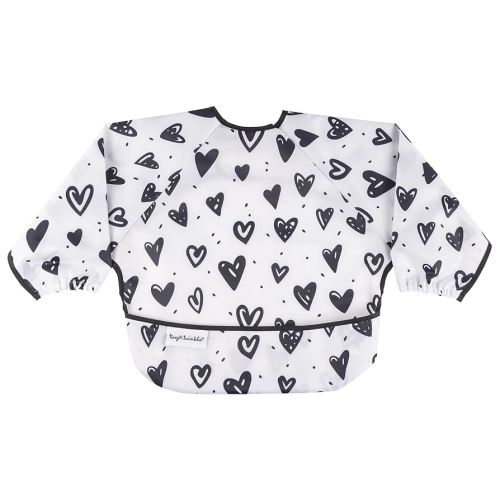 Tiny Twinkle Mess Proof Baby Bib,Waterproof Smock Baby Bib for Eating,Machine Washable Long Sleeve Bib,Baby Led Weaning,Toddler Bib,BLW Supplies(Hearts, Small 6-24 Months)
