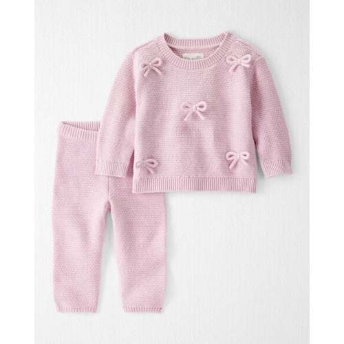 Baby Girl 2-Piece Organic Cotton Bow Knit Sweater & Pant Set - Little Planet | Carter's