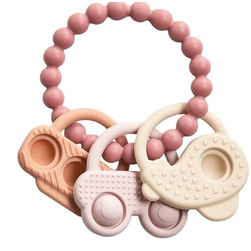 KUB Baby Teether for Teething Relief, Silicone Teethers for Babies, Baby Chew Toys Beige