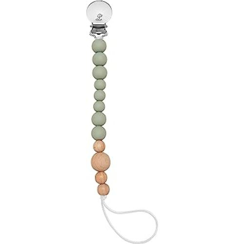 Loulou Lollipop Silicone Soother Pacifier Clip Binky Holder for Newborn and Baby - Color Block - Sage