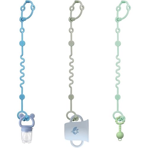 Toy Straps for Baby, boy-3pcs Adjustable Toy Holder for Stroller Accessories, Silicone Baby Tether Pacifier Clip, No Throw Baby Travel Essential Leash for High Chair, Car Seat (boy-3 Pack)