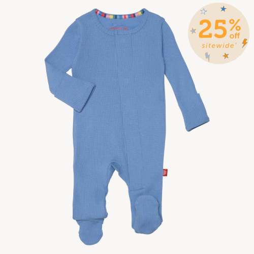 blue skies ribbed cotton magnetic parent favorite footie – Magnetic Me