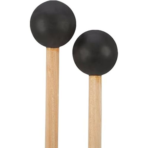 Shappy Bell Mallets Glockenspiel Sticks, Rubber Xylophone Mallet Percussion with Wood Handle, 15 Inch Long (Black)