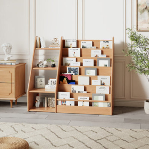Latitude Run® Solid Wood Montessori Kids Bookshelf and Toy Storage Organizer 7 Tier Children Bookcase Freestanding Display Shelf | Wayfair