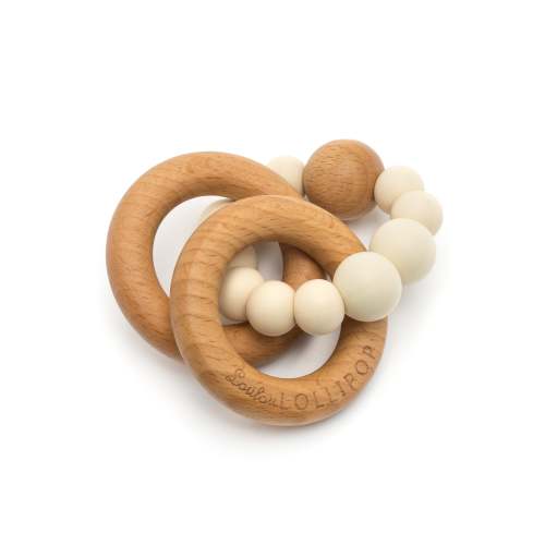 Bubble Silicone and Wood Rattle