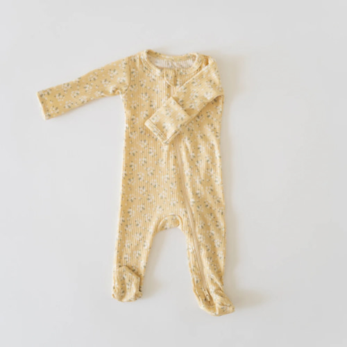 Zipper Footie Onesie in Daffodil