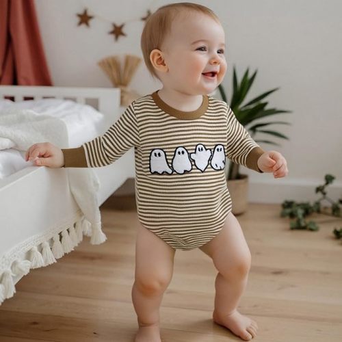 Halloween Baby Clothes Infant Boy Girl Pumpkin Sweatshirt Bubble Romper Toddler Long Sleeve Bodysuit Fall Outfit