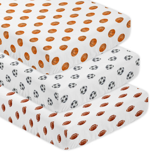 Sweet Jojo Designs Watercolor Sports Theme Collection Brown/Orange/White 3 - Piece Sheet | Wayfair