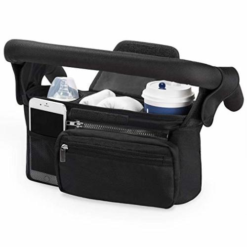 Universal Stroller Organizer with Insulated Cup Holder by Momcozy - Detachable Phone Bag & Shoulder Strap, Fits for Stroller like Uppababy, Baby Jogger, Britax, Bugaboo, BOB, Umbrella and Pet Stroller