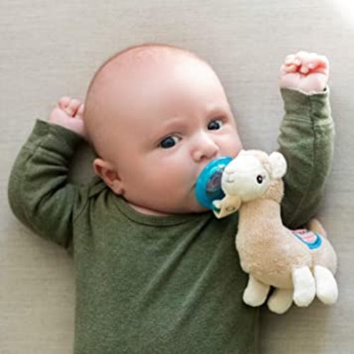 Nuby Soft Plush Pacifinder with Detachable Silicone Pacifier: 0-6 Months, Llama, Natural Cherry Shape, Multi, one Size