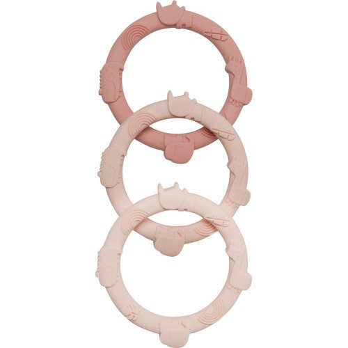 Loulou Lollipop Assorted 3-Pack Teething Rings, Pink