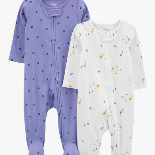 Simple Joys by Carter's Baby Girls' Cotton Footed Sleep and Play, Pack of 2