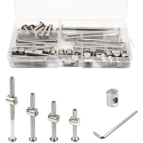 Crib Screws Hardware Replacement Kit - 28 Set Baby Bed Frame Bolts &Barrel Nuts Set,M6x20/40/60/80 mm Hex Drive Socket Cap Screws Barrel Nuts