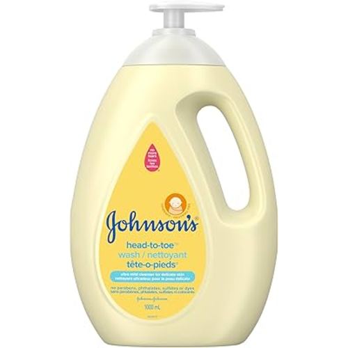 Johnson's Baby Wash and Shampoo for Baths, Head-to-Toe, Tear Free, 1000 ml, white