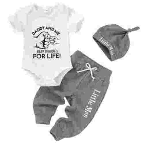 Happy Town Baby Boys Romper Summer Clothes Short Sleeve Jumpsuit + Pants + Hat 3-Piece Infant Set