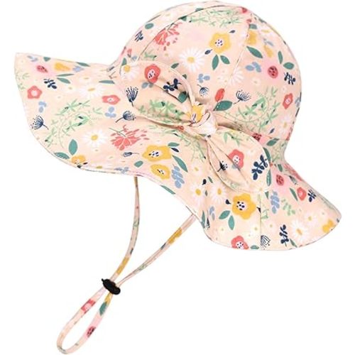 jerague Toddler Kids Baby Girl Breathable Sun Hat Cotton Foldable 50+ SPF Protective