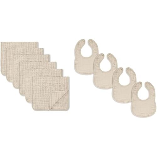Comfy Cubs Muslin Burp Cloths and Muslin Baby Bibs Bundled