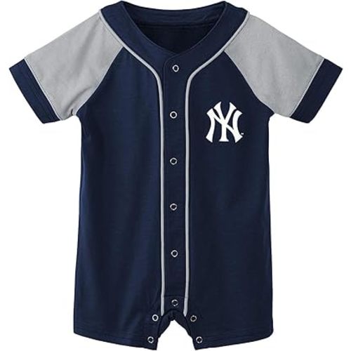 Outerstuff MLB Unisex-Baby Newborn & Infants 0-24 Months Little Slugger Onesie Bodysuit Romper (6/9 Months, New York Yankees)