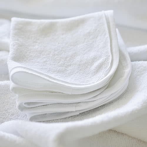 HonestBaby 10-Pack Organic Cotton Baby-Terry Wash Cloths, 10-Pack Bright White, One Size
