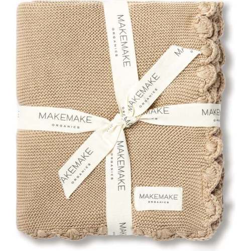 Organic Cotton Scalloped Baby Blanket, Sand - Makemake Organics | Maisonette