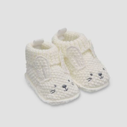 Carter's Just One You®️ Baby Knitted Slippers N' Bunny - White: Cotton Bootie Slippers, Pull-on, Soft Outsole, 0-3 Months
