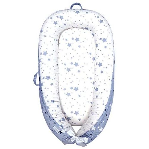 Mamibaby Baby Lounger Baby Nest,100% Breathable Soft, Portable Adjustable for Crib Bassinet Mattress | for Newborn Essential Shower Gift, Co-Sleeping&Travelling (Stars Pattern)