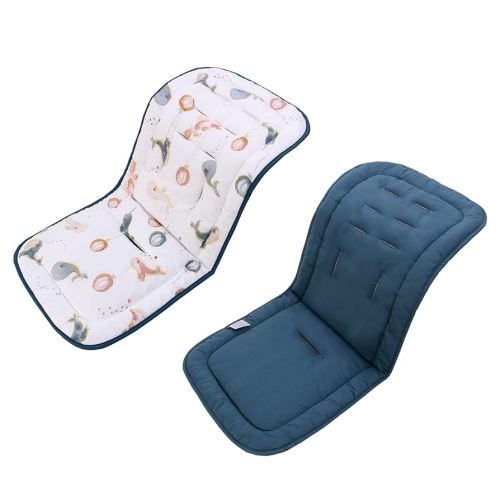Baby Stroller Cushion,Infant Car Seat Insert-Reversible Universal Breathable and Soft Newborn Stroller Mat, 100% Cotton Cover Toddler Seat Pad Liner-34x78cm,1 Pack(Whale)