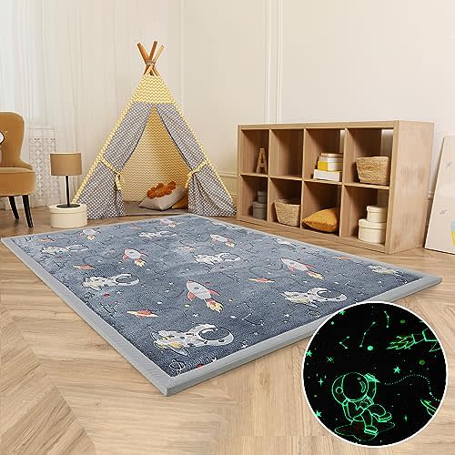 MAXYOYO Baby Play Mat, 1.2" Thick Memory Foam Soft Padded Carpet with Non-Slip Backing, Japanese Tatami Rug Living Room for Kids Toddler Children Nusery