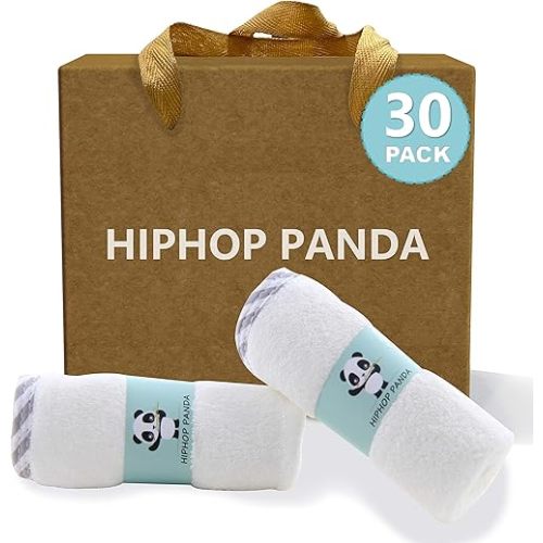 HIPHOP PANDA Baby Washcloths Rayon Made from Bamboo Newborn Bath Face Towel 30 Pack