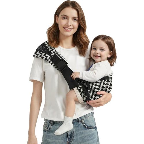 Baby Sling Carrier Newborn to Toddler, Adjustable Toddler Carrier Sling Baby Carrier Toddlers Sling Carriers Hip Carriers for 8-40lbs, Black Houndstooth
