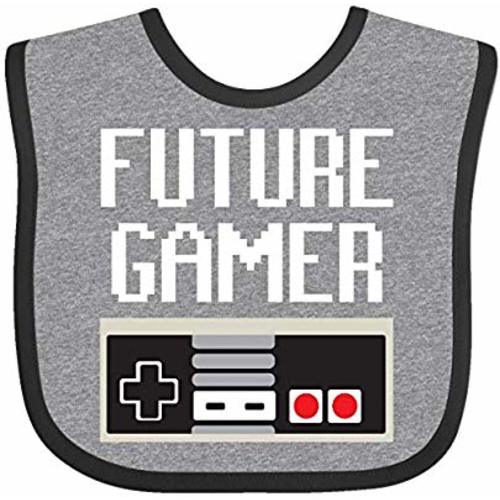 Inktastic Future Gamer. Baby Bib Heather and Black