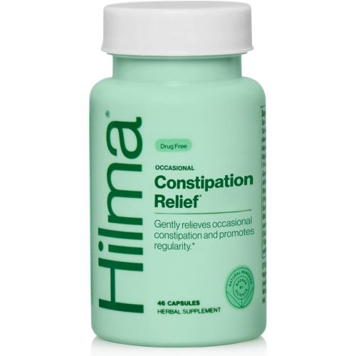 Hilma Occasional Constipation Relief, 46 Vegan Capsules | Gentle Stool Softener & Herbal Supplement for Bowel Regularity with Magnesium Citrate, Ginger, Anise & Bitter Orange