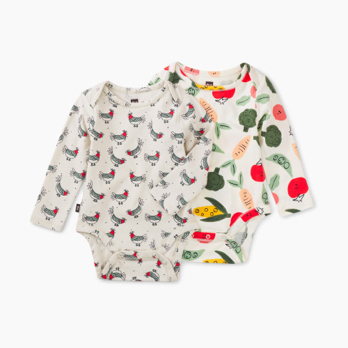 Tea Collection Baby Bodysuit Two-Pack - Eat Your Veggies, 0-3 M