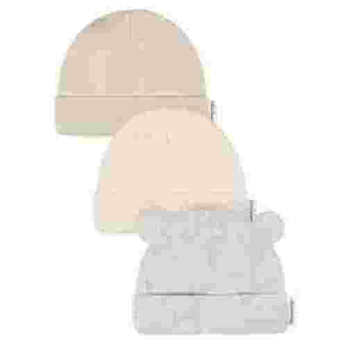 Gerber Baby Neutral 3-Pack Cap Ears - 100% Cotton Baby Caps