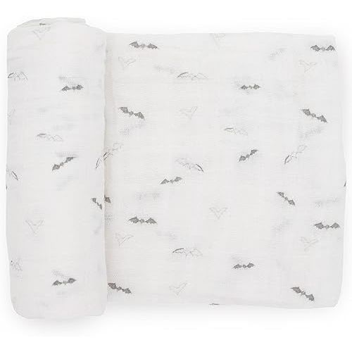 Little Unicorn - Cotton Muslin Swaddle Blanket | Single | 100% Cotton | Super Soft | Newborns and Infants | 47" x 47" | Unisex (Bats)