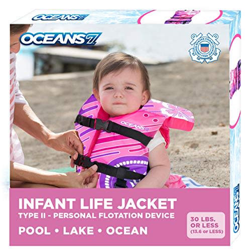 US Coast Guard Approved, Infant-Child-Youth Life Jacket Vest – Sizes for 8-90 lbs. – Type III Vest, PFD, Personal Flotation Device - Pink/Berry – Infant